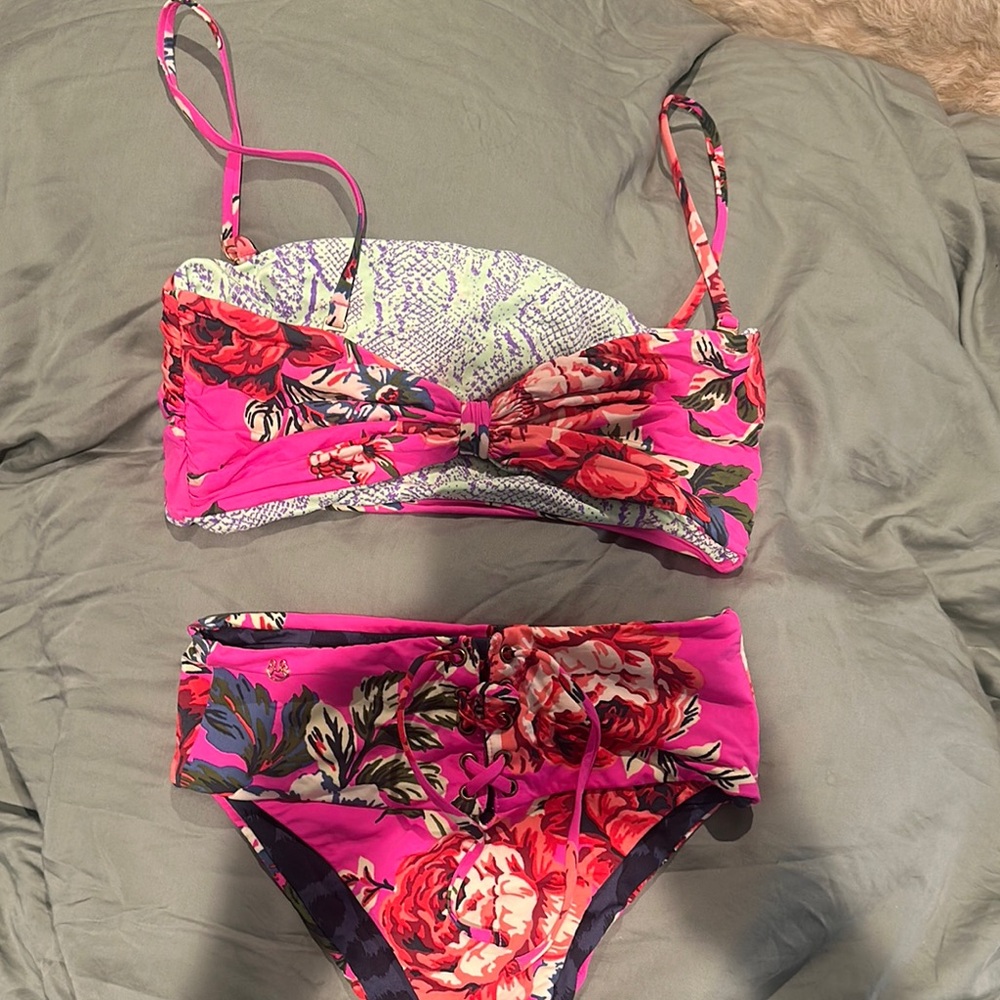 Maaji Pink and Red Floral Bikini Swimwear